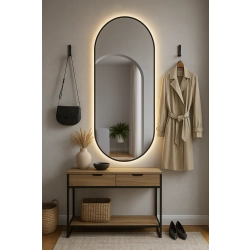 Lustro owalne w ramie czarnej MDF SLIM z podświetleniem - OLI LED - kolor ramy do wyboru