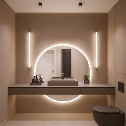 Lustro łazienkowe okrągłe w dwóch częściach z podświetleniem WIRO LED II