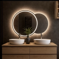 Zestaw luster łazienkowych piaskowanych z podświetleniem - UNIVERSE LED III