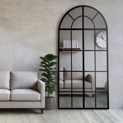 Lustro półowalne ze szprosami w ramie loftowej mdf - OKNO I - kolor ramy do wyboru