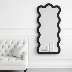 Lustro nieregularne w ramie mdf - WAVE – Blobs Mirrors Czarna Rama