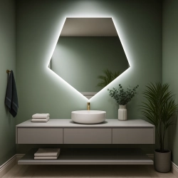 Lustro o geometrycznym kształcie z podświetleniem – PENTA LED