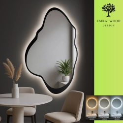 Lustro o nieregularnym kształcie w ramie mdf z podświetleniem - POCO W RAMIE LED