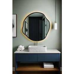 Lustro o organicznym kształcie w ramie z podświetleniem - CYRKON W RAMIE LED