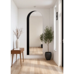 Lustro półowalne z dekoracyjnym czarnym lacobelem - KOSMA