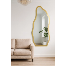Nieregularne lustro w ramie złoty połysk - AURO II SHINE