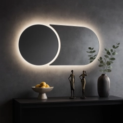 Nowoczesne lustro łazienkowe w dwóch częściach z podświetleniem - APOLLO LED