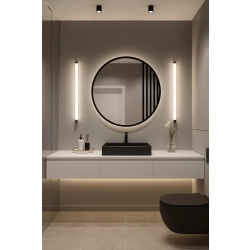 Lustro okrągłe ze szprosami w czarnej matowej ramie loft MDF z podświetleniem - LOTIS LED - kolor ramy do wyboru