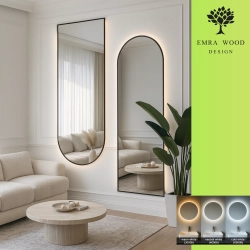 Lustro AMARE DUO – zestaw luster półowalnych LED w ramie MDF do salonu, sypialni, przedpokoju i garderoby