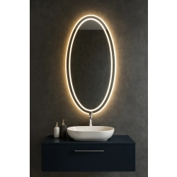 Lustro eliptyczne piaskowane z podświetleniem - FRIDA LED II