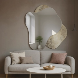 Nieregularne lustro na lustrze postarzanym silver – SPINEL