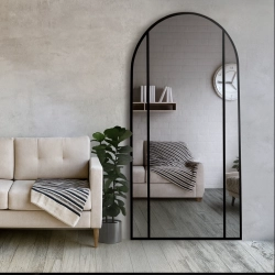 Lustro półowalne ze szprosami w ramie loftowej mdf - ARO - kolor ramy do wyboru