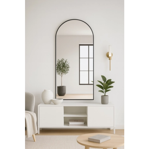 Lustro półowalne w ramie złotej MDF SLIM - DOMI - kolor do wyboru