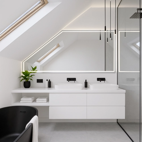 Piaskowane lustro na poddasze - NA WYMIAR - REGA LED