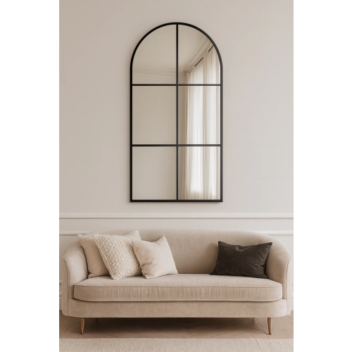 Lustro ICE LOFT ARCH – loftowe lustro ze szprosami MDF | industrialne duże lustro do przedpokoju, salonu, garderoby