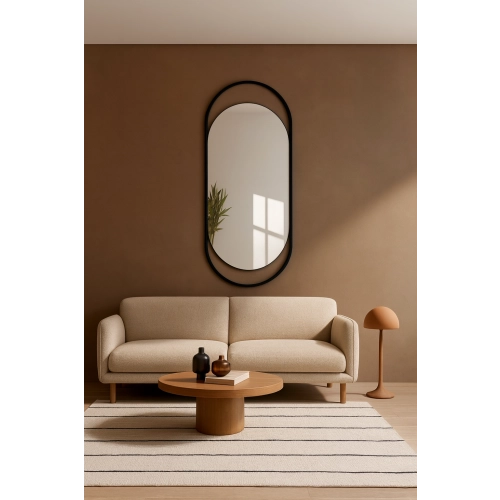 Lustro owalne w czarnej matowej ramie mdf - OLIWIER - kolor ramy do wyboru