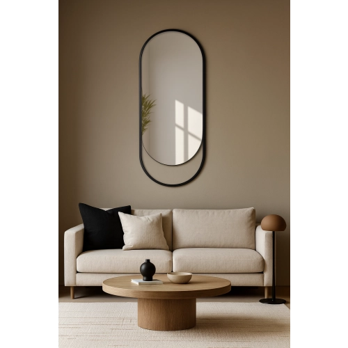 Lustro owalne w czarnej matowej ramie mdf - OLAF - kolor ramy do wyboru
