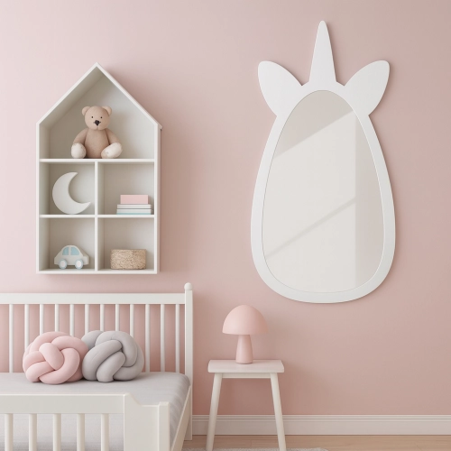 Lustro dekoracyjne ścienne dla dziecka w ramie mdf - JEDNOROŻEC