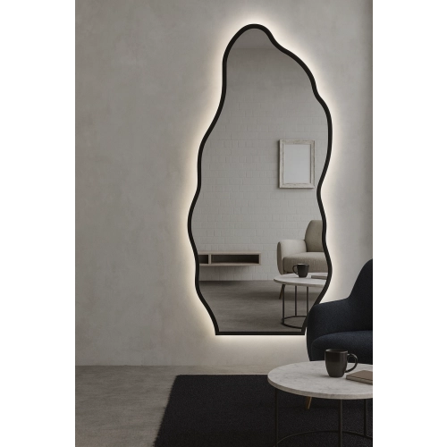 Lustro o organicznym kształcie w ramie z podświetleniem - AURO W RAMIE LED 2