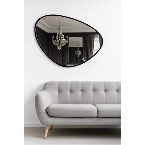 Lustro o nieregularnym kształcie w ramie- OBSYDIAN W RAMIE