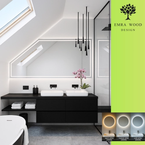 Piaskowane lustro na poddasze - NA WYMIAR - REGA LED