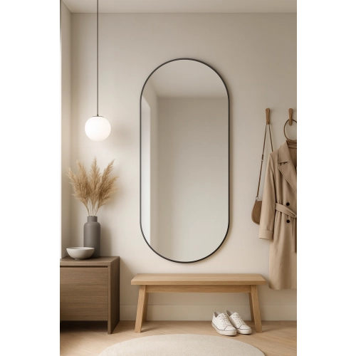 Lustro owalne w ramie czarnej MDF SLIM - OLI - kolor ramy do wyboru