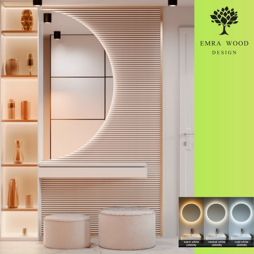 Lustro PENELOPE LED – półokrągłe lustro z podświetleniem LED na wymiar do łazienki, przedpokoju i salonu