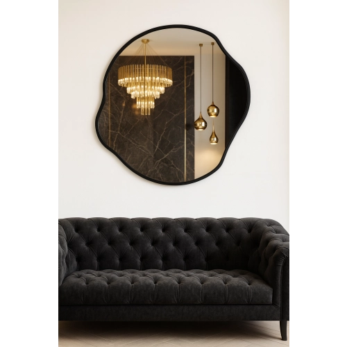 Lustro o organicznym kształcie w ramie - CYRKON W RAMIE