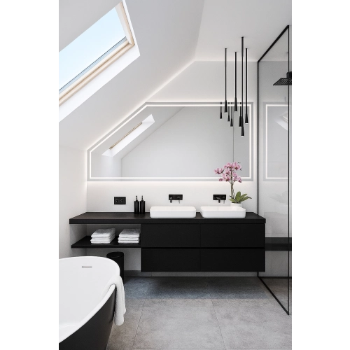 Piaskowane lustro na poddasze - NA WYMIAR - REGA LED