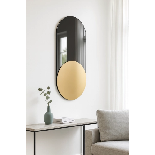 Lustro BLACK DIAMOND – eleganckie owalne lustro ścienne czarno-złote, idealne do nowoczesnych wnętrz