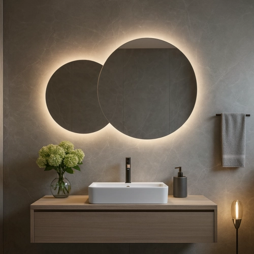 Zestaw luster okrągłych ze ścięciem z podświetleniem - UNIVERSE CUT LED I