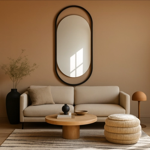 Lustro owalne w czarnej matowej ramie mdf - OLIWIER - kolor ramy do wyboru