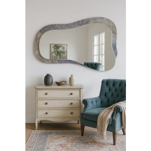 Nieregularne lustro na lustrze postarzanym morena - METRUM