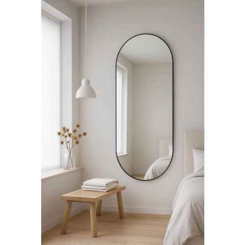 Lustro owalne w ramie czarnej MDF SLIM - OLI - kolor ramy do wyboru