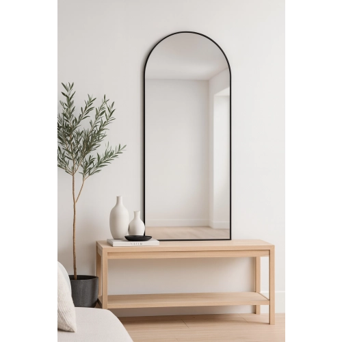 Lustro półowalne w ramie złotej MDF SLIM - DOMI - kolor do wyboru