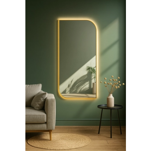 Lustro w ramie czarnej MDF SLIM z podświetleniem - ŁEZKA LED - kolor ramy do wyboru