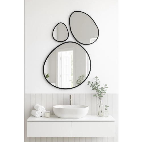 Zestaw trzech luster organicznych w ramie - OPALIT W RAMIE