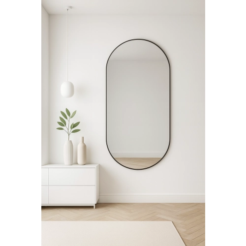 Lustro owalne w ramie czarnej MDF SLIM - OLI - kolor ramy do wyboru