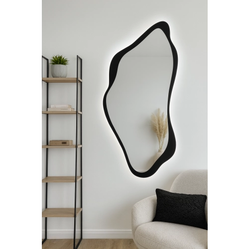 Lustro o nieregularnym kształcie w ramie mdf z podświetleniem - PIENA W RAMIE LED