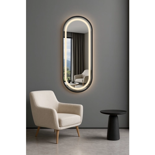 Lustro owalne w ramie mdf z podświetleniem - OSKAR W RAMIE LED III