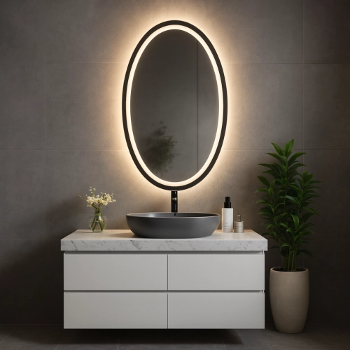 Lustro eliptyczne piaskowane z podświetleniem - FRIDA LED I