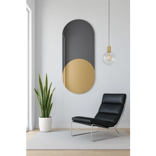 Lustro BLACK DIAMOND – eleganckie owalne lustro ścienne czarno-złote, idealne do nowoczesnych wnętrz