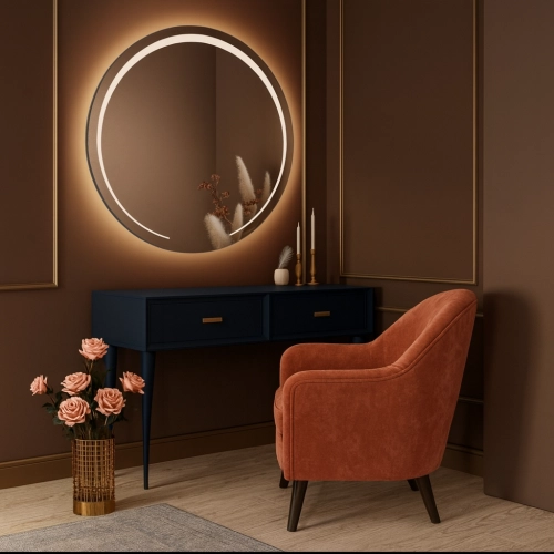 Lustro okrągłe łazienkowe z podświetleniem - NELA LED