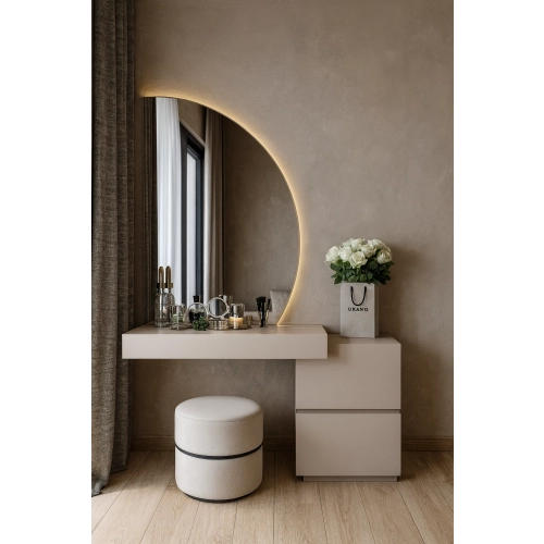 Lustro NOVA LUNA LED półokrągłe nowoczesne dekoracyjne ze ściętym dołem bez ramy do przedpokoju / sypialni / łazienki