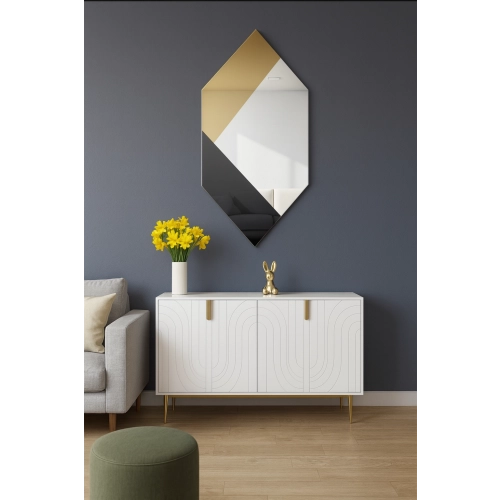 Ekskluzywne lustro dekoracyjne czarno złote - MADAM