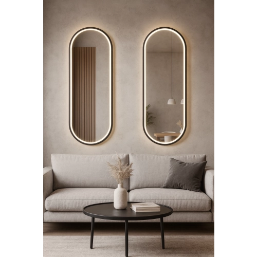 Zestaw luster owalnych w ramie mdf z podświetleniem - ZESTAW OSKAR LED II