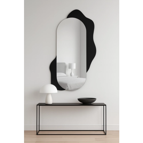 Dekoracyjne lustro owalne na czarnej plamie - KLEKS