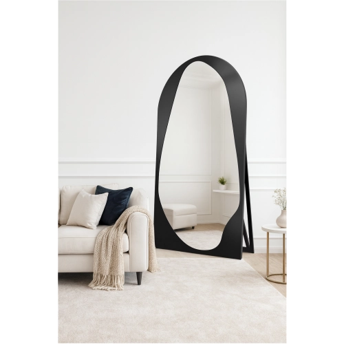 Organiczne lustro stojące w półowalu w ramie MDF - JASPIS STOJĄCE