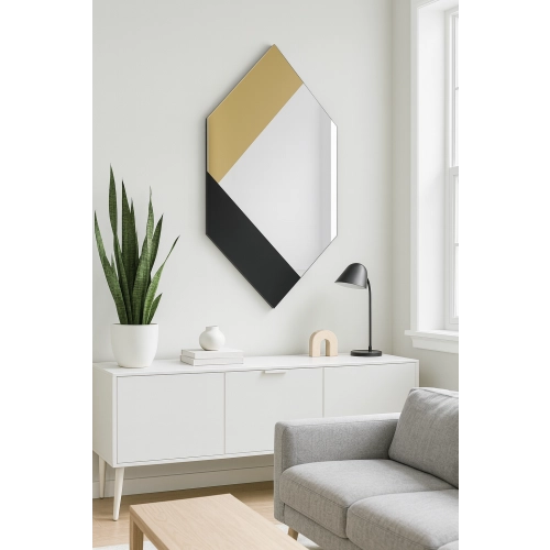 Ekskluzywne lustro dekoracyjne czarno złote - MADAM