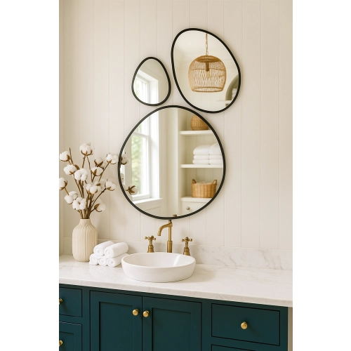 Zestaw trzech luster organicznych w ramie - OPALIT W RAMIE